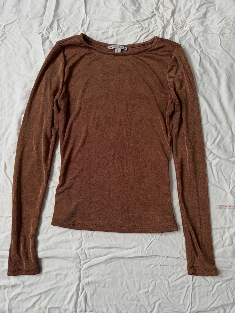 Haute Monde Brown Long Sleeve Scoop Neck Top